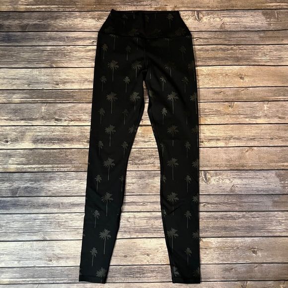 Spiritual Gangster Intent High Waist Leggings - Black Palm Trees Size XS - Picture 2 of 10
